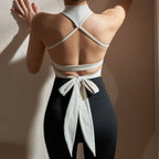 High Neck Back Tie Tops