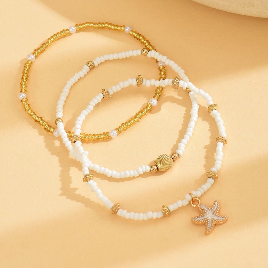 Beaded Star Anklet Set