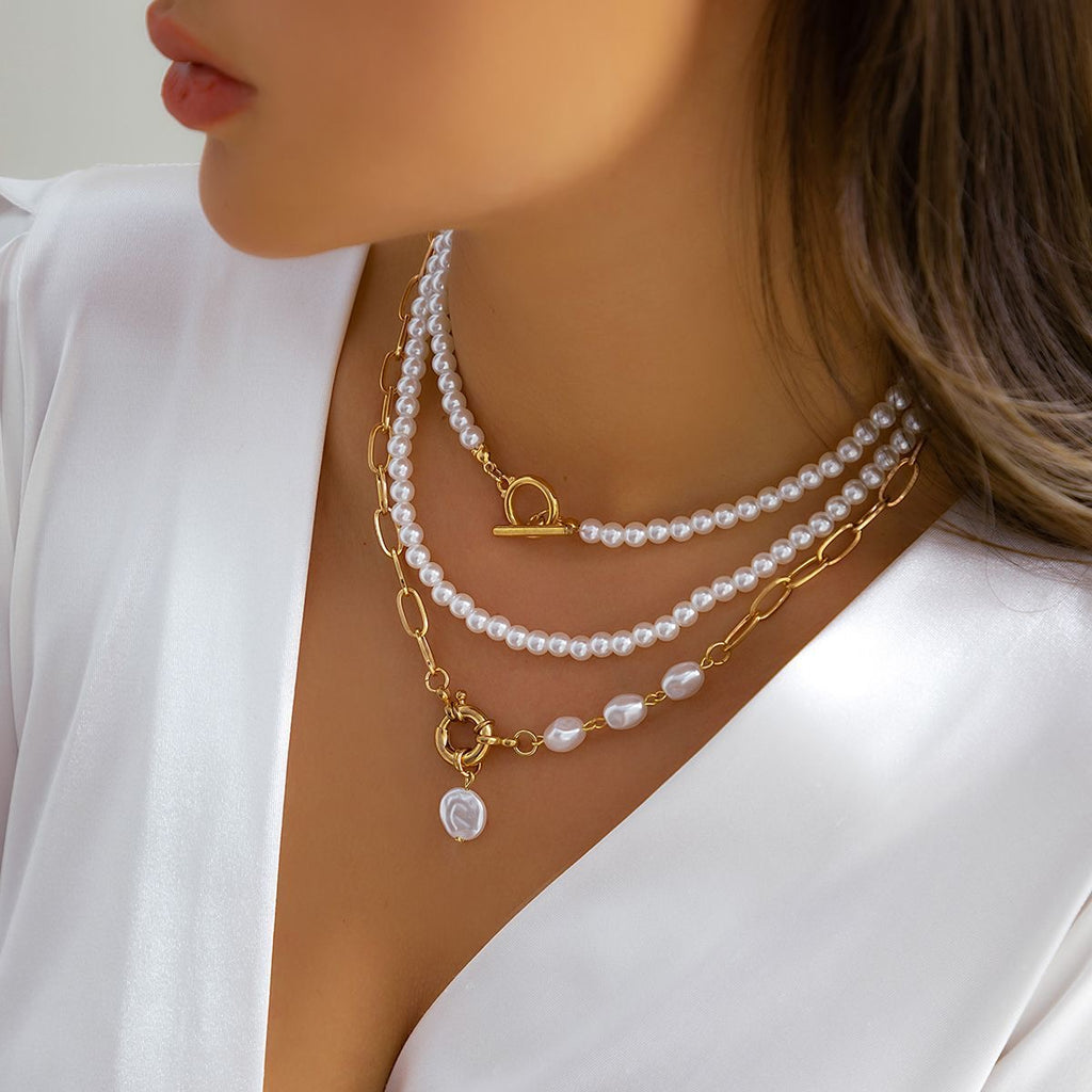 Pearl Triple Necklace Set