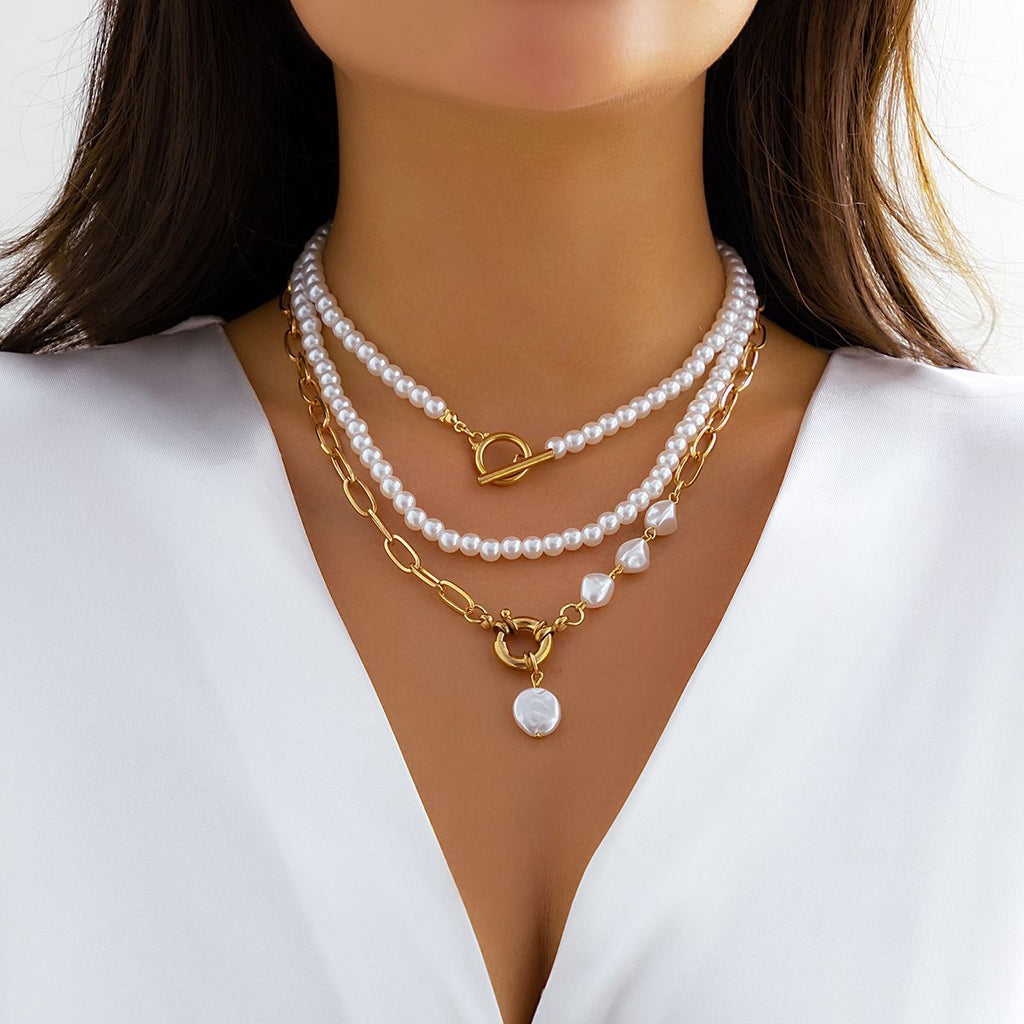 Pearl Triple Necklace Set