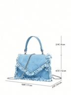 Ruffle Mini Denim Handbag