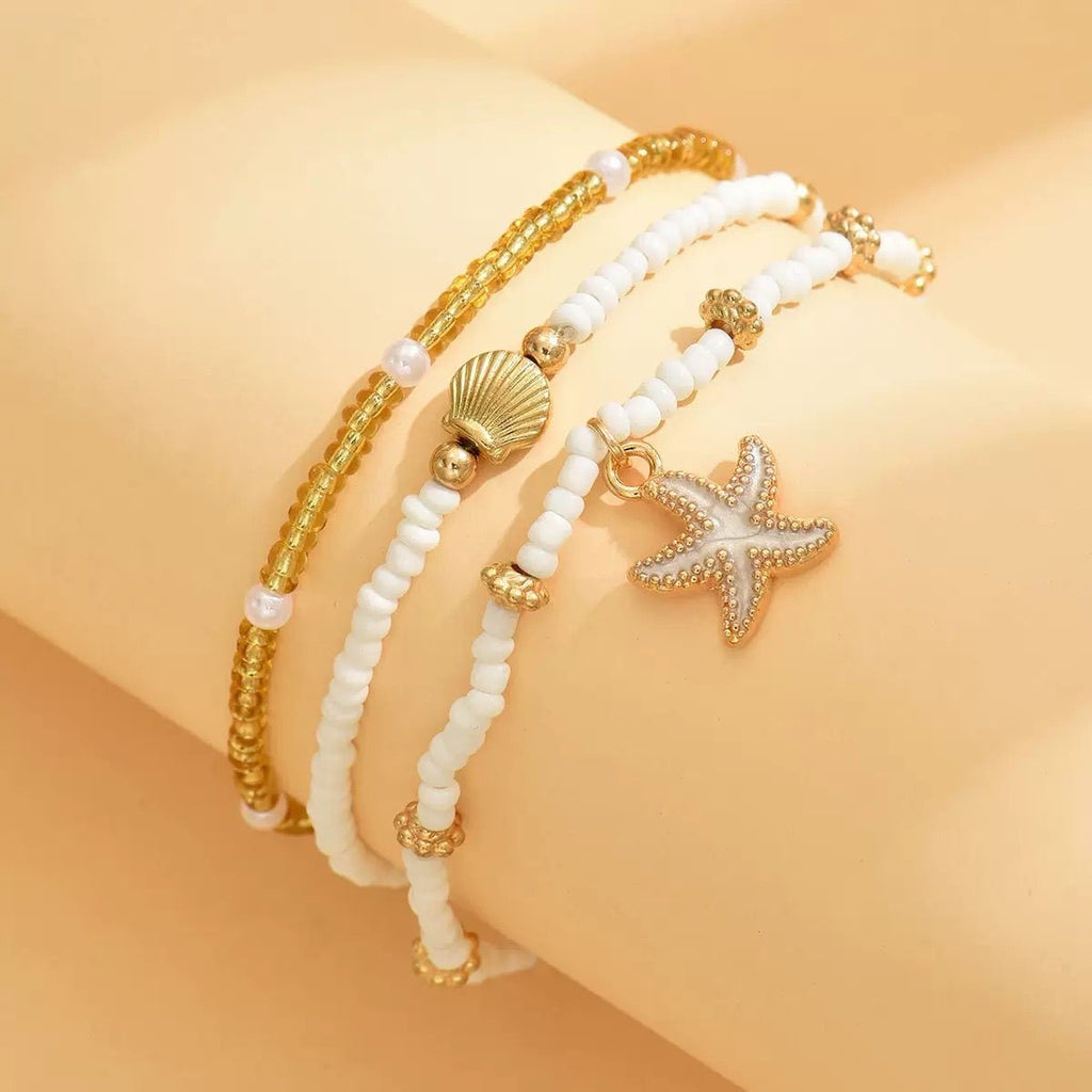 Beaded Star Anklet Set