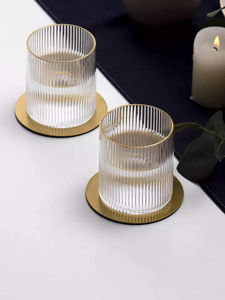 Gold coasters - set of 6 + holder