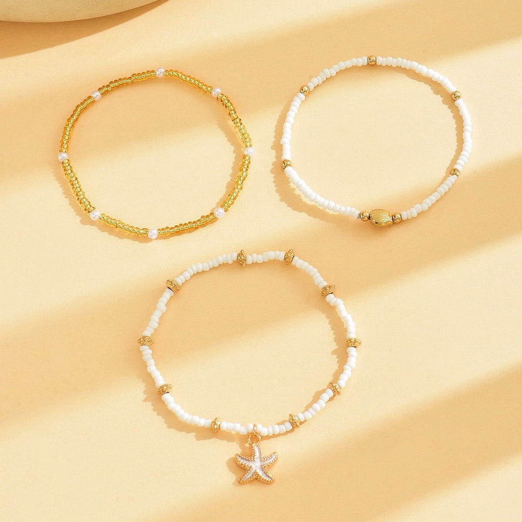 Beaded Star Anklet Set